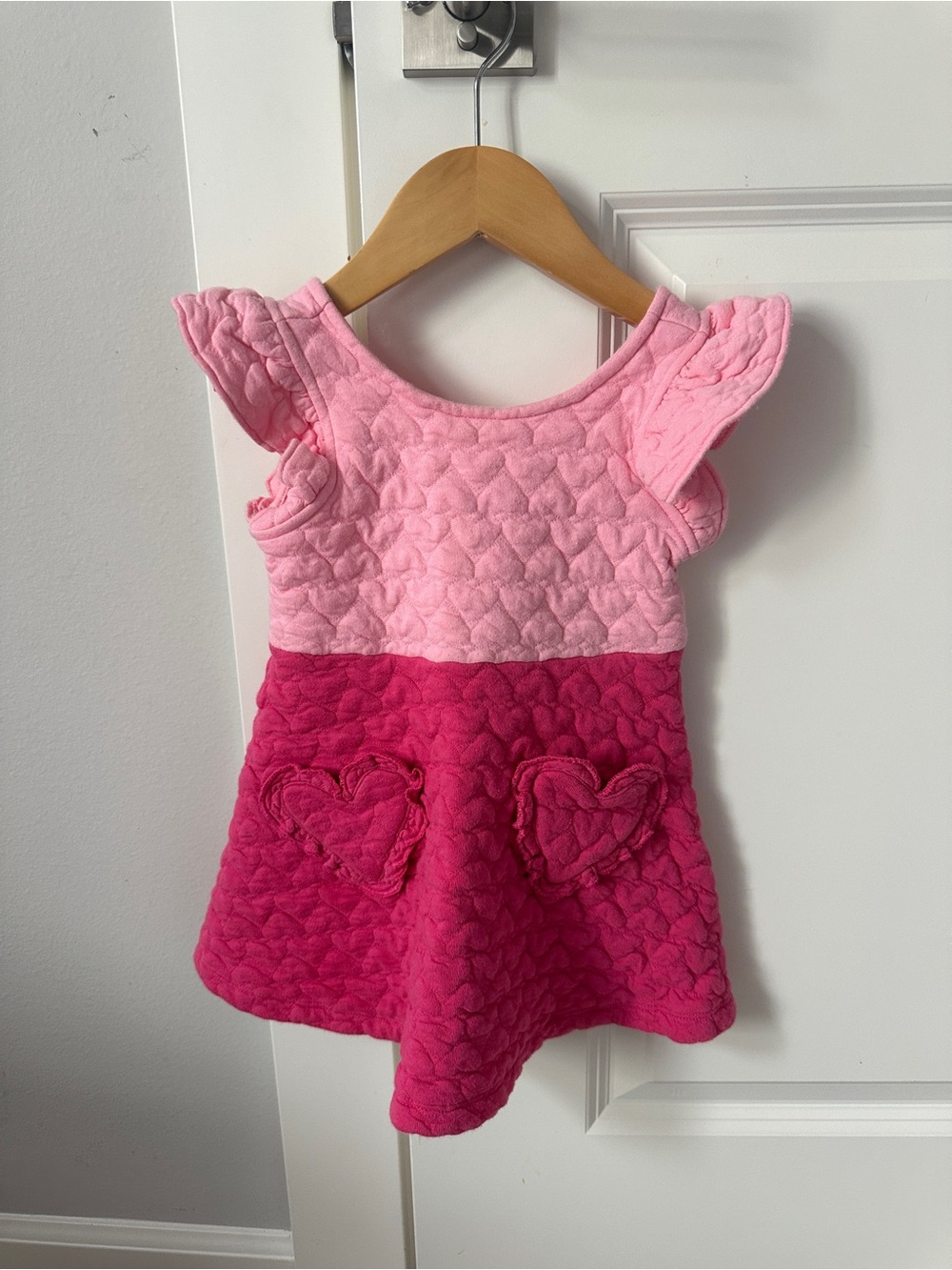 Janie and Jack Pink Two-Tone Heart Pocket Quilted Dress Size 2T